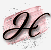 H with pink paint stroke and glitter which is a logo of Heidi's House H with pink paint stroke and glitter which is a logo of Heidi's House