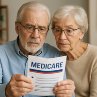 Older couple looking over a medicare brocher-1-1 Older couple looking over a medicare brocher-1-1